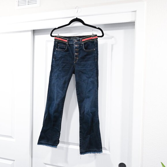 Veronica Beard Size 27 Carolyn 10" Baby Boot Belted Dark Wash Jean - Picture 4 of 11